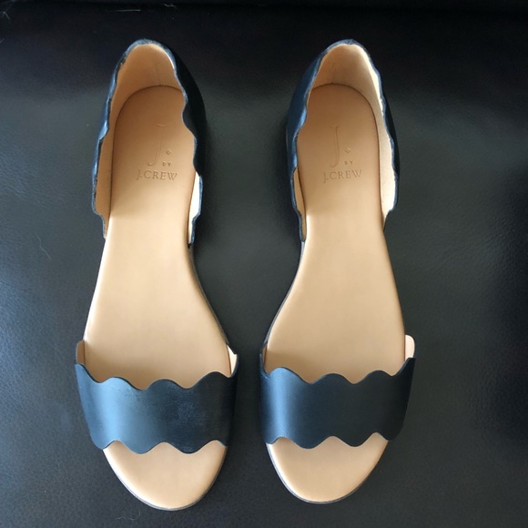 scalloped peep toe flats